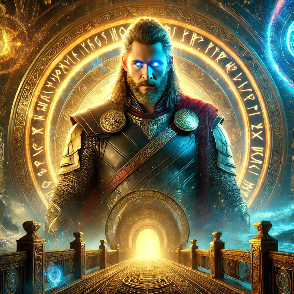 Framed Heimdall Norse guardian wall art depicting watchman of the Bifröst