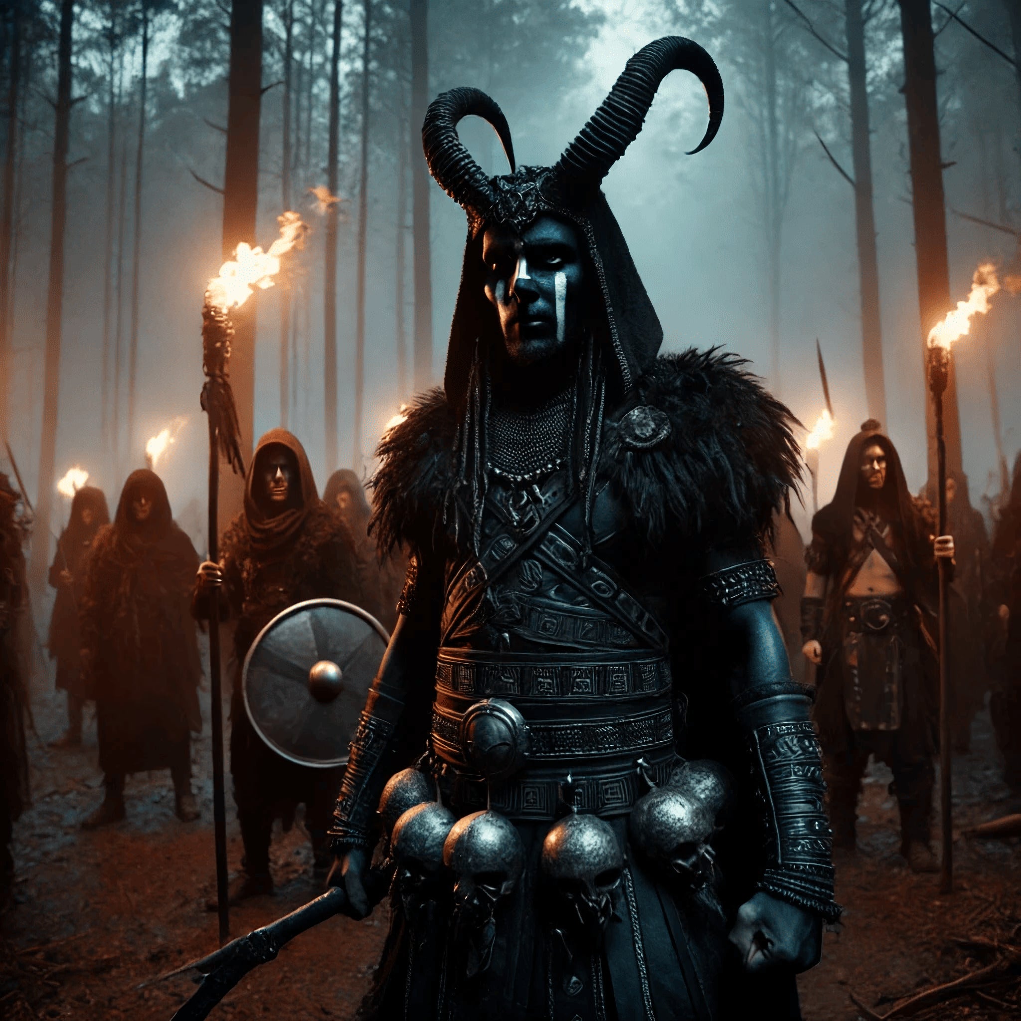 Framed Germanic warrior wall art depicting the Harii shadow warriors at night