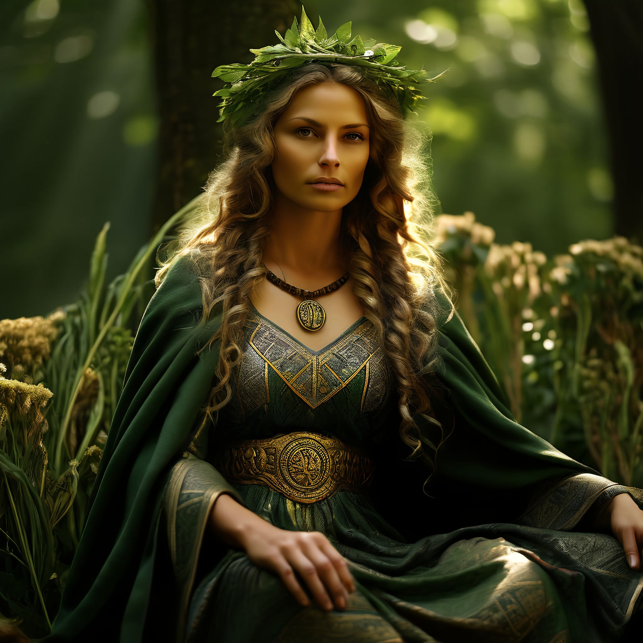 Framed Germanic goddess wall art depicting Nerthus, Earth Mother of fertility