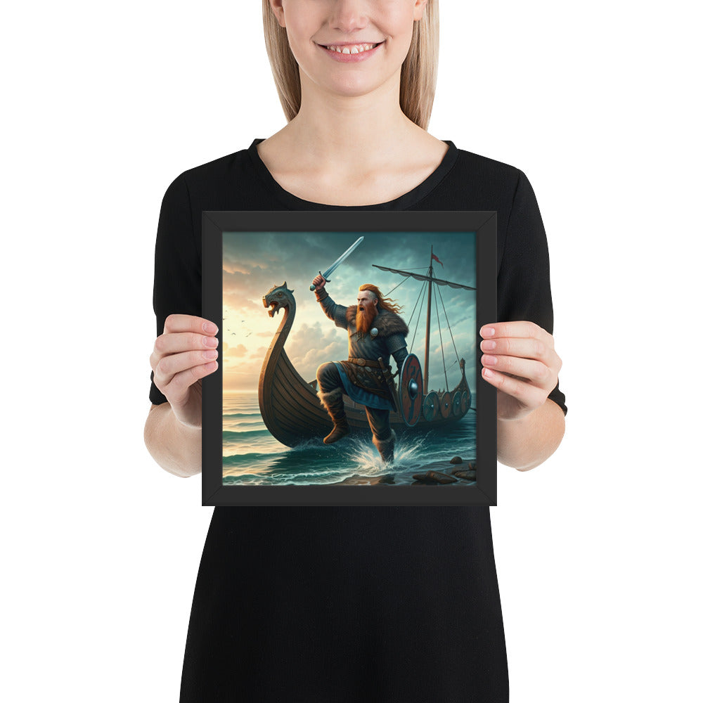 Norse warrior wall art showing berserker charge from ship into battle