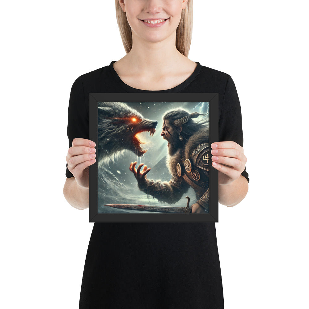 Norse legend wall decor featuring the binding of Fenrir by Tyr
