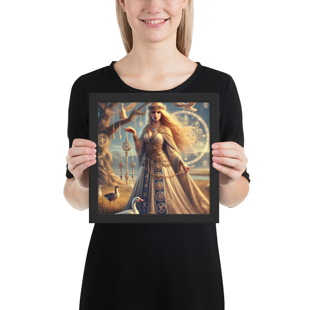 Frigg Norse mythology art print symbolizing foresight, protection, and wisdom
