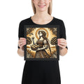 Mythic Norse wall art of Idun in an orchard symbolizing youth and vitality