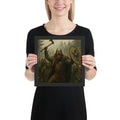 Ancient history wall art featuring Germanic warriors led by Ariovist in a forest battle scene