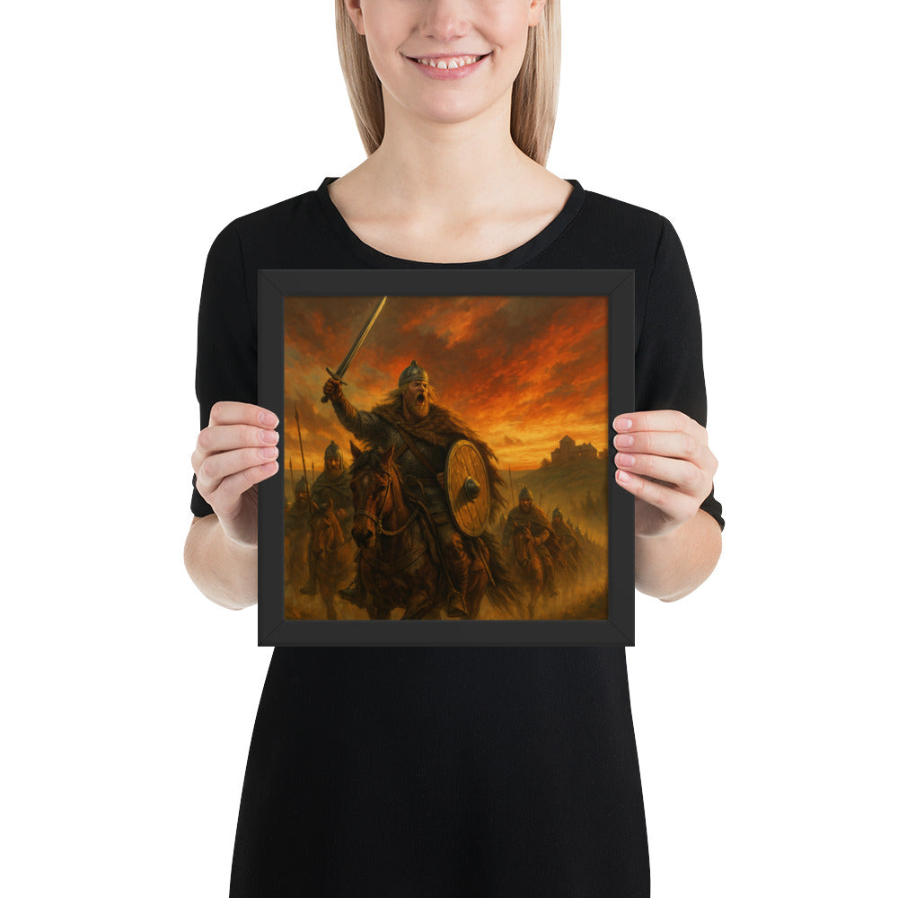 Early medieval warfare wall art inspired by Gothic and Viking cavalry traditions