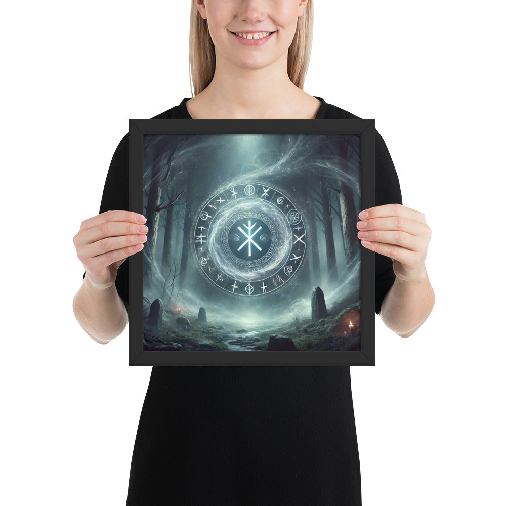 Viking rune portal framed print symbolizing passage and hidden knowledge