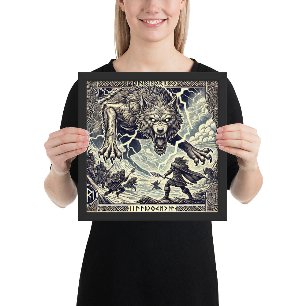 Ragnarök battle wall decor featuring Odin and the wolf Fenrir