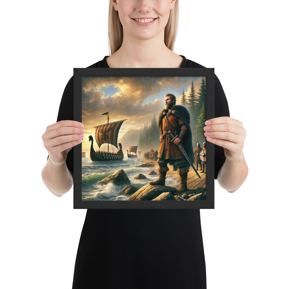 Leif Erikson framed wall art symbolizing Norse discovery and seafaring courage