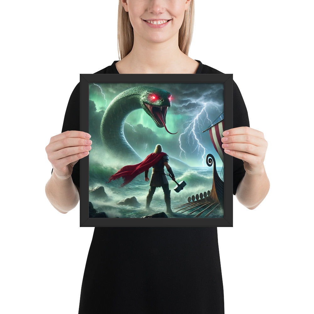 Ragnarök battle wall decor featuring Thor and the World Serpent