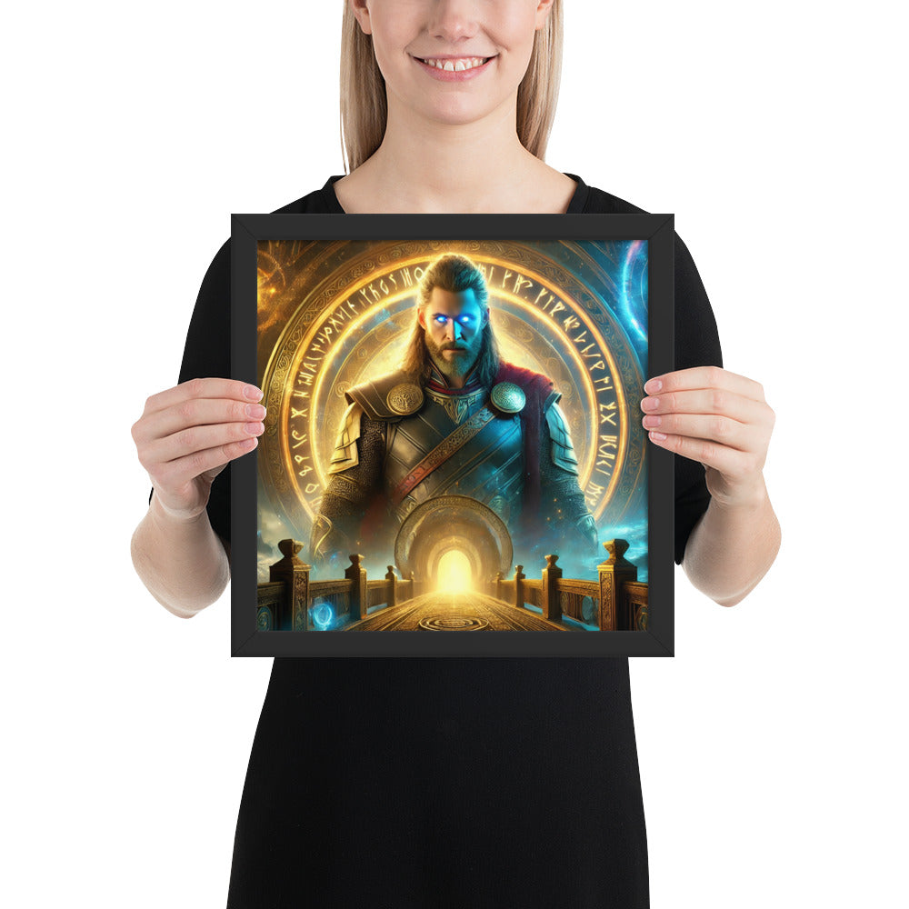 Nordic watchman wall art showing Heimdall standing sentinel at the rainbow bridge
