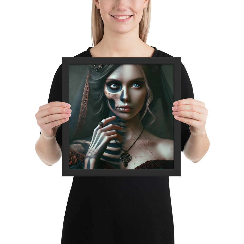 Hel Norse goddess framed print inspired by Norse cosmology and fate