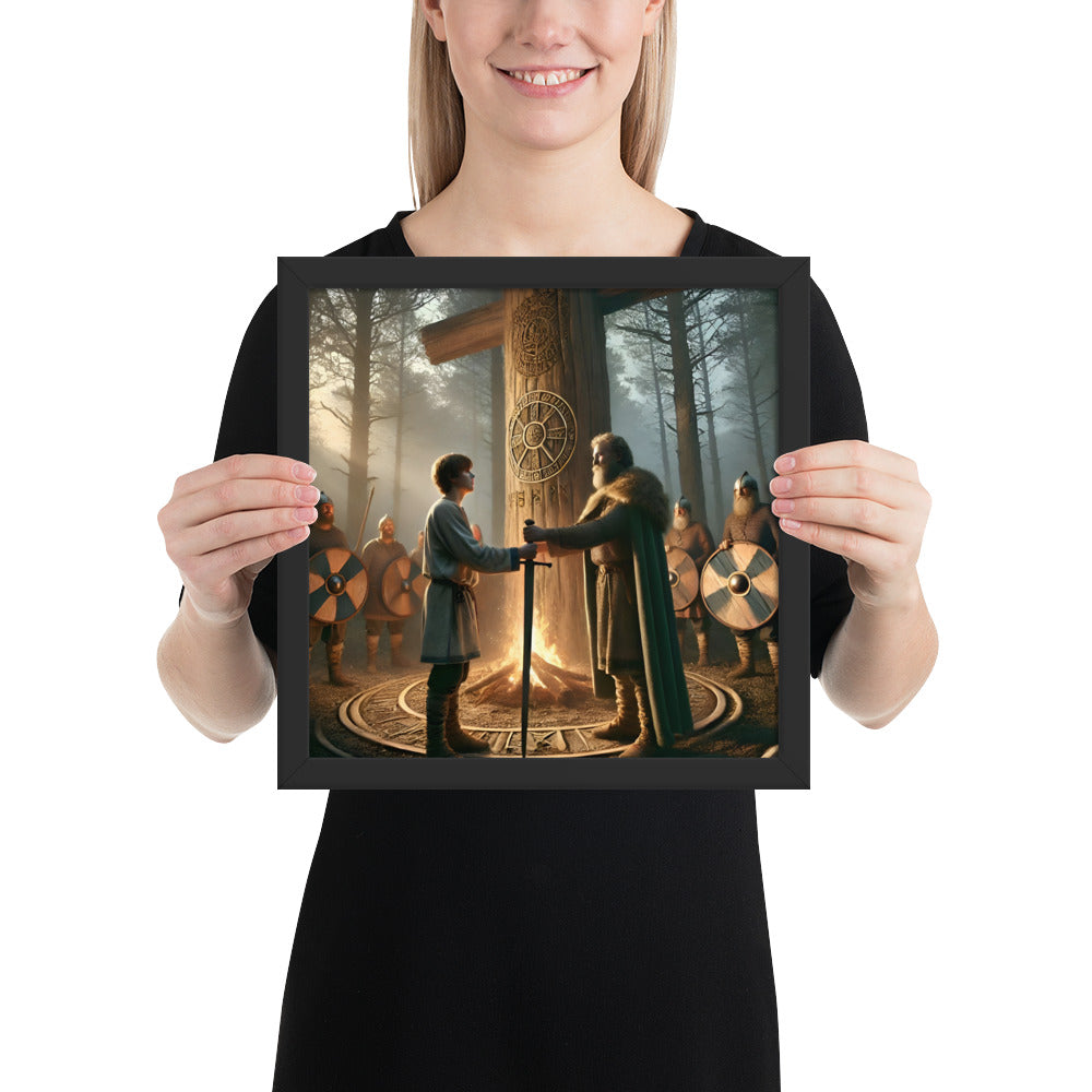 Nordic warrior coming of age framed print inspired by Norse tradition