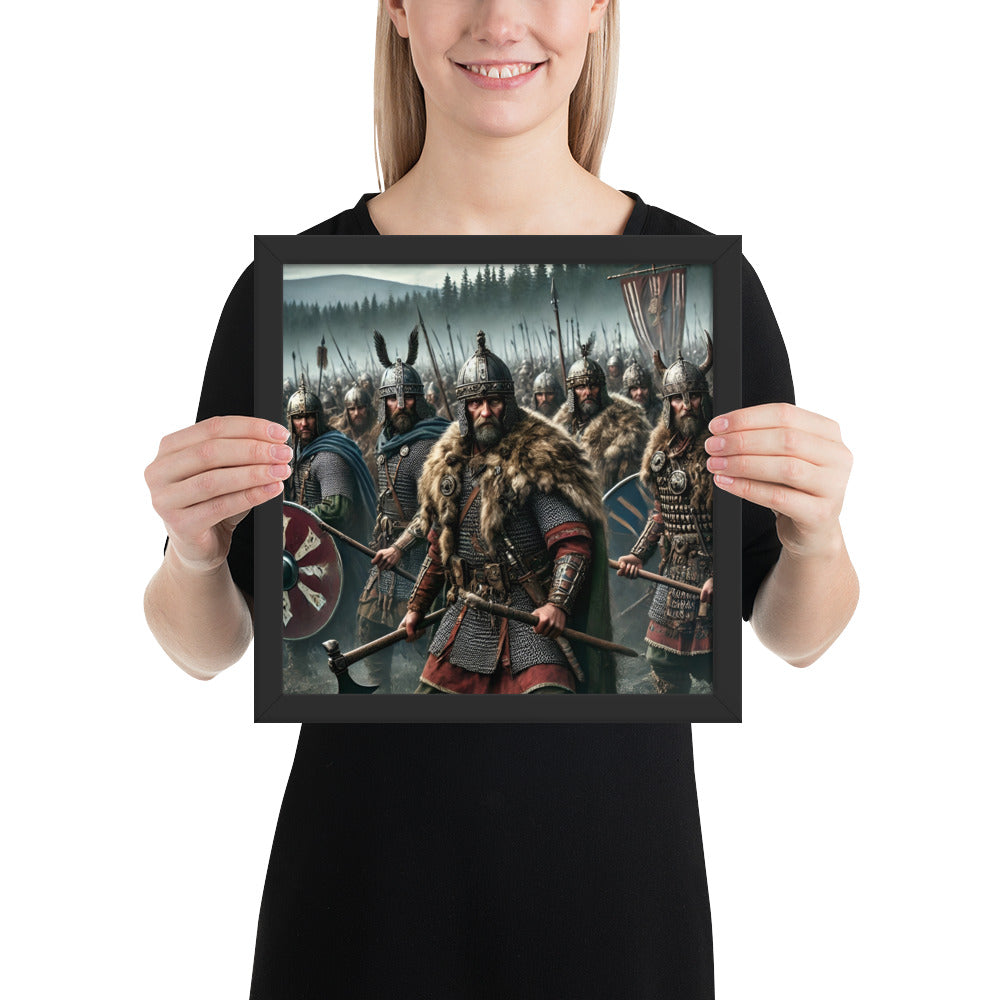 Historic battle wall art showing Suebi army preparing for Roman legions