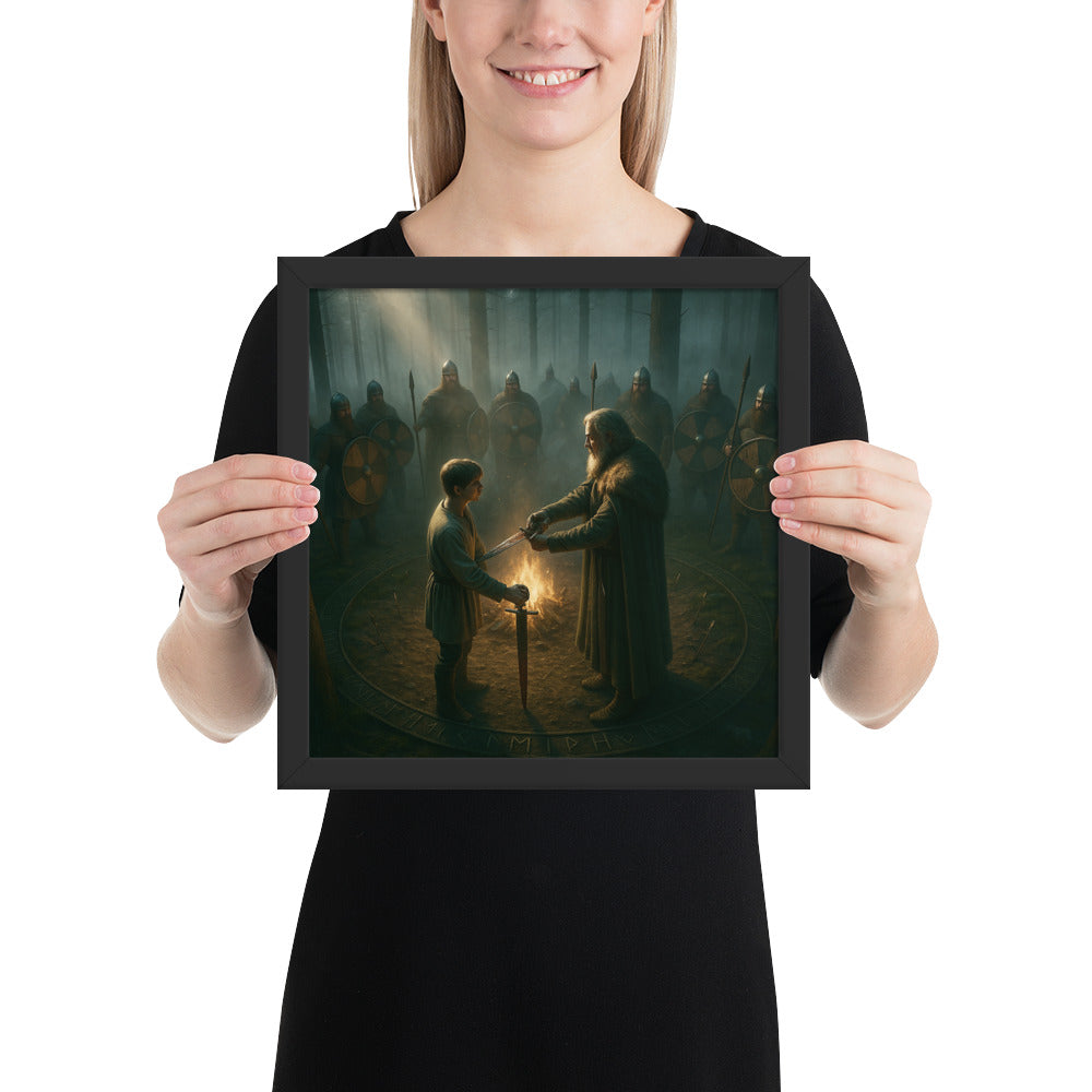 Mythic Norse artwork inspired by ancient Viking rites and the passing of the blade