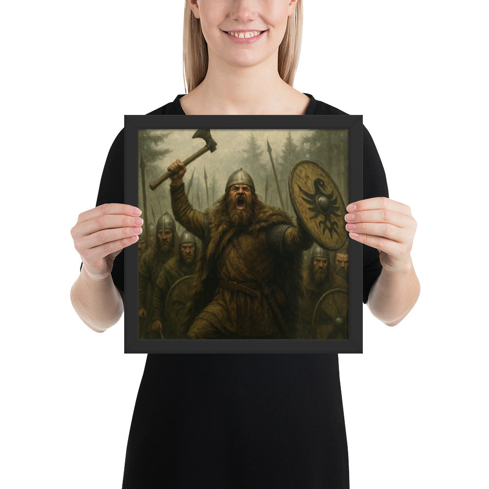 Early Germanic warfare art print inspired by Ariovist and tribal resistance to Rome