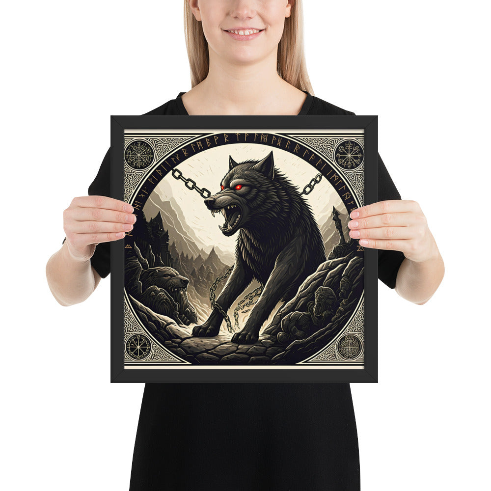 Fenrir framed art print symbolizing fate, restraint, and destiny