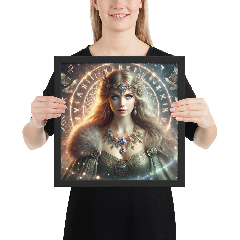 Viking goddess Freya framed print inspired by Vanir magic and beauty