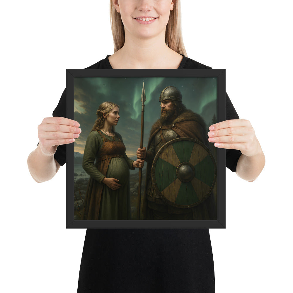 Saga-inspired Viking wall art capturing family, duty, and legacy before a sea voyage