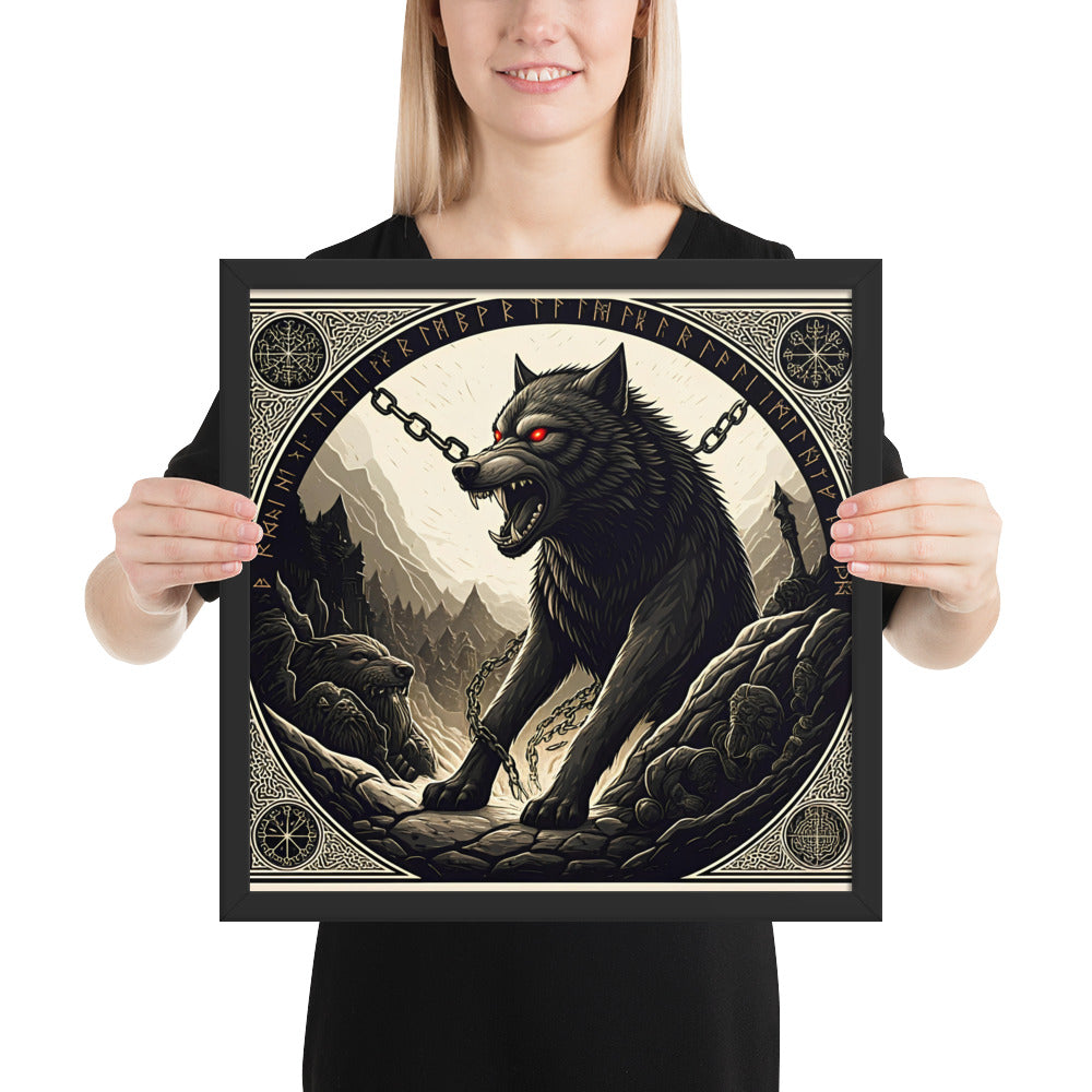 Viking myth wall art featuring Fenrir the wolf before Ragnarök