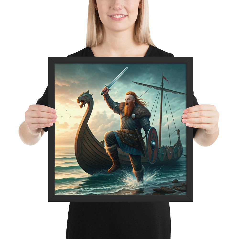 Norse berserker assault artwork depicting Viking charge during sea landing