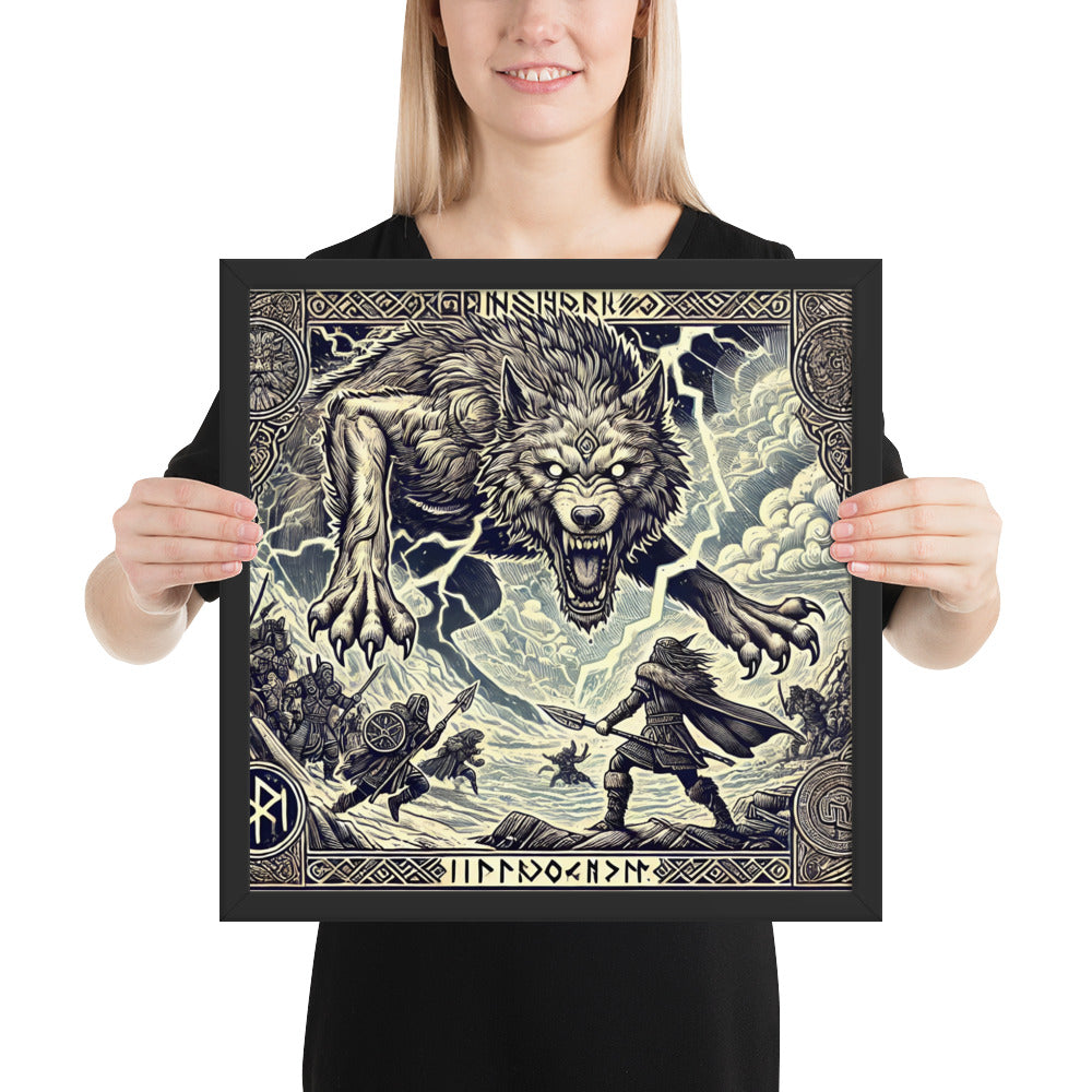 Viking myth art print of Odin’s last stand against Fenrir