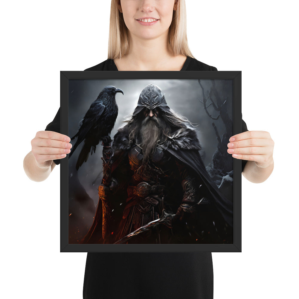 Norse mythology artwork depicting Odin the All-Father standing in mist