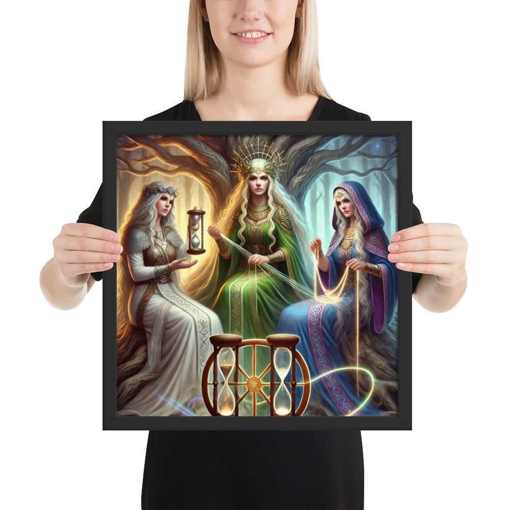 Norse mythology artwork showing the Three Norns weaving fate at sacred roots