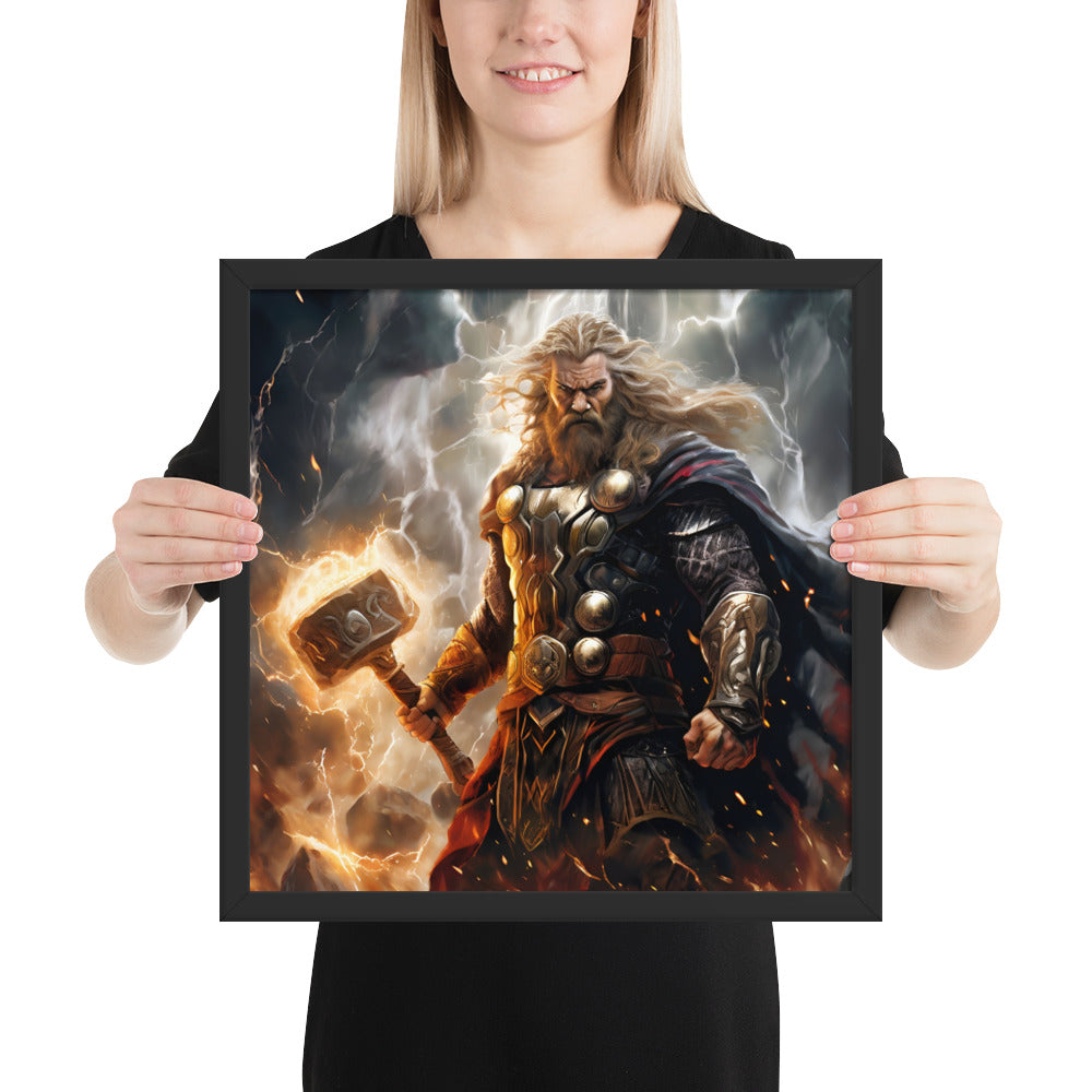 Thor Norse mythology wall art showing god of thunder amid lightning
