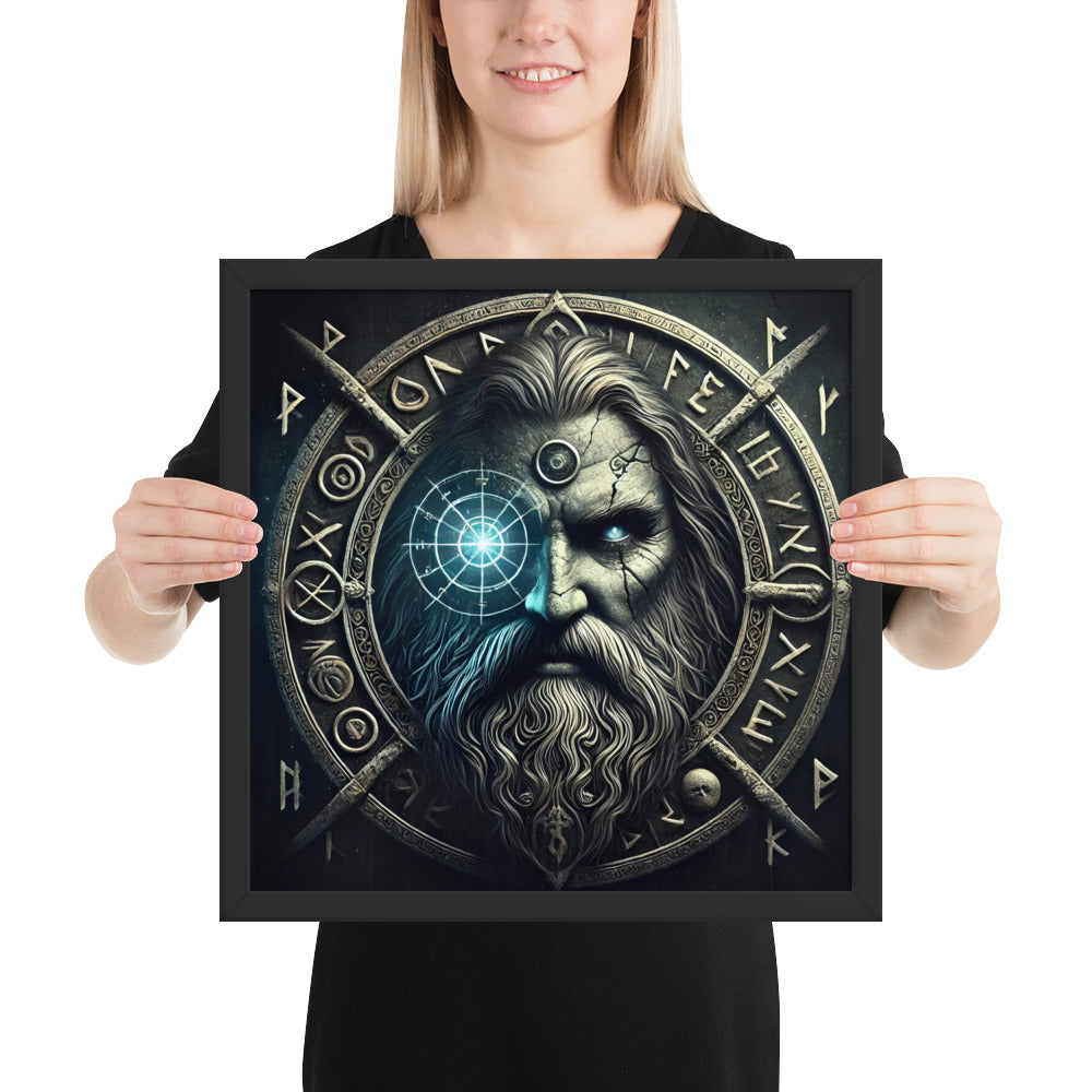 Odin Allfather wall art showing Norse god of wisdom emerging from shadow
