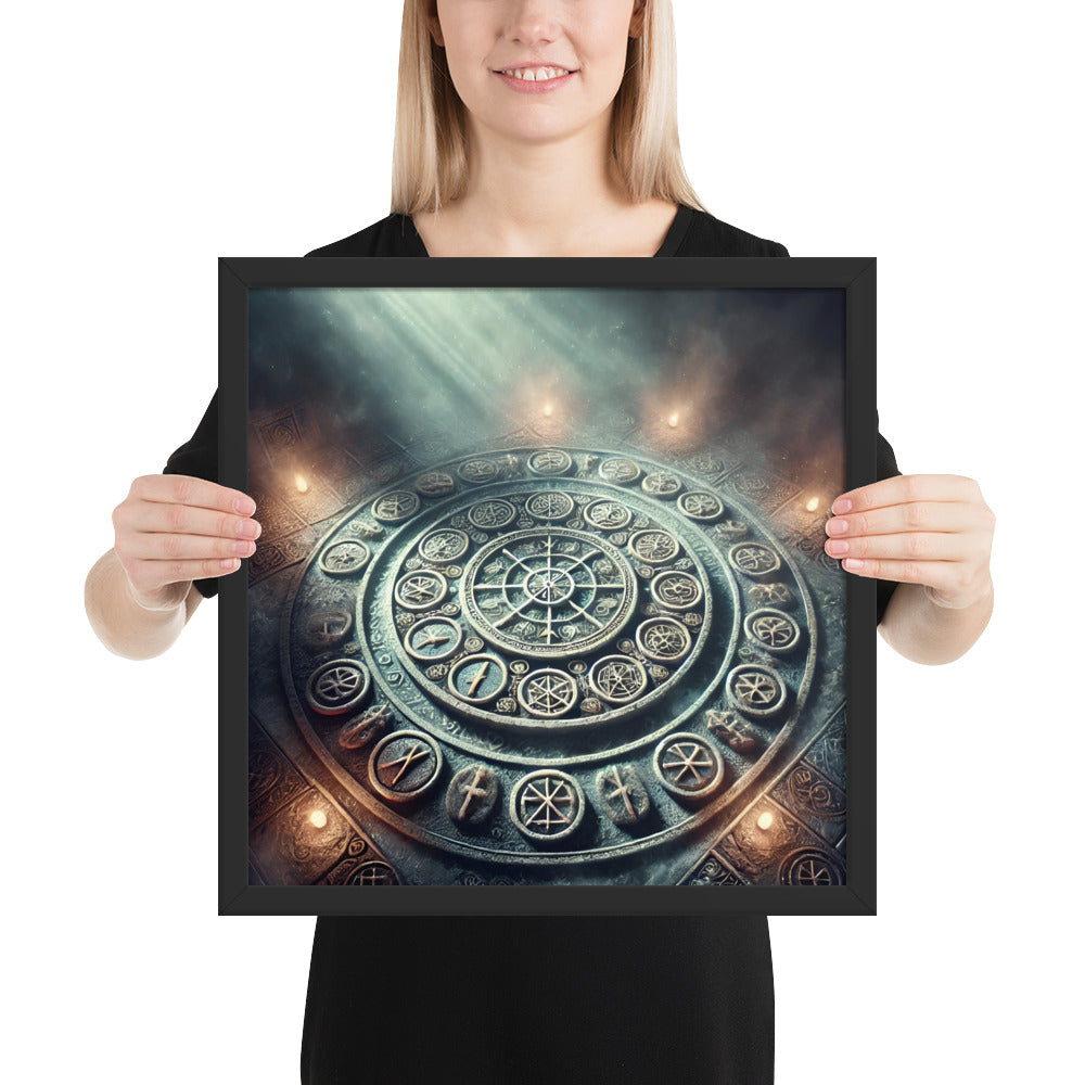 Runic circle wall art inspired by Norse mysticism and ancient symbols