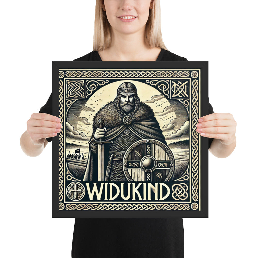 Germanic history framed print showing Widukind of the Saxons during the Frankish wars