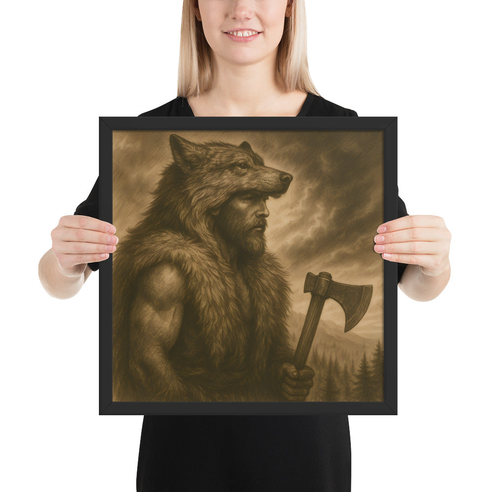 Viking berserker wall art featuring an Ulfhednar wolf warrior, symbol of strength and primal power
