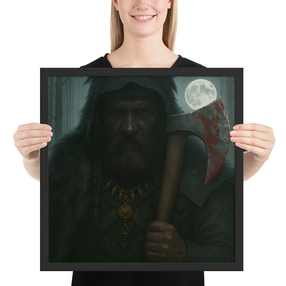 Norse shadow warrior artwork depicting a Viking berserker painted black in night battle scene