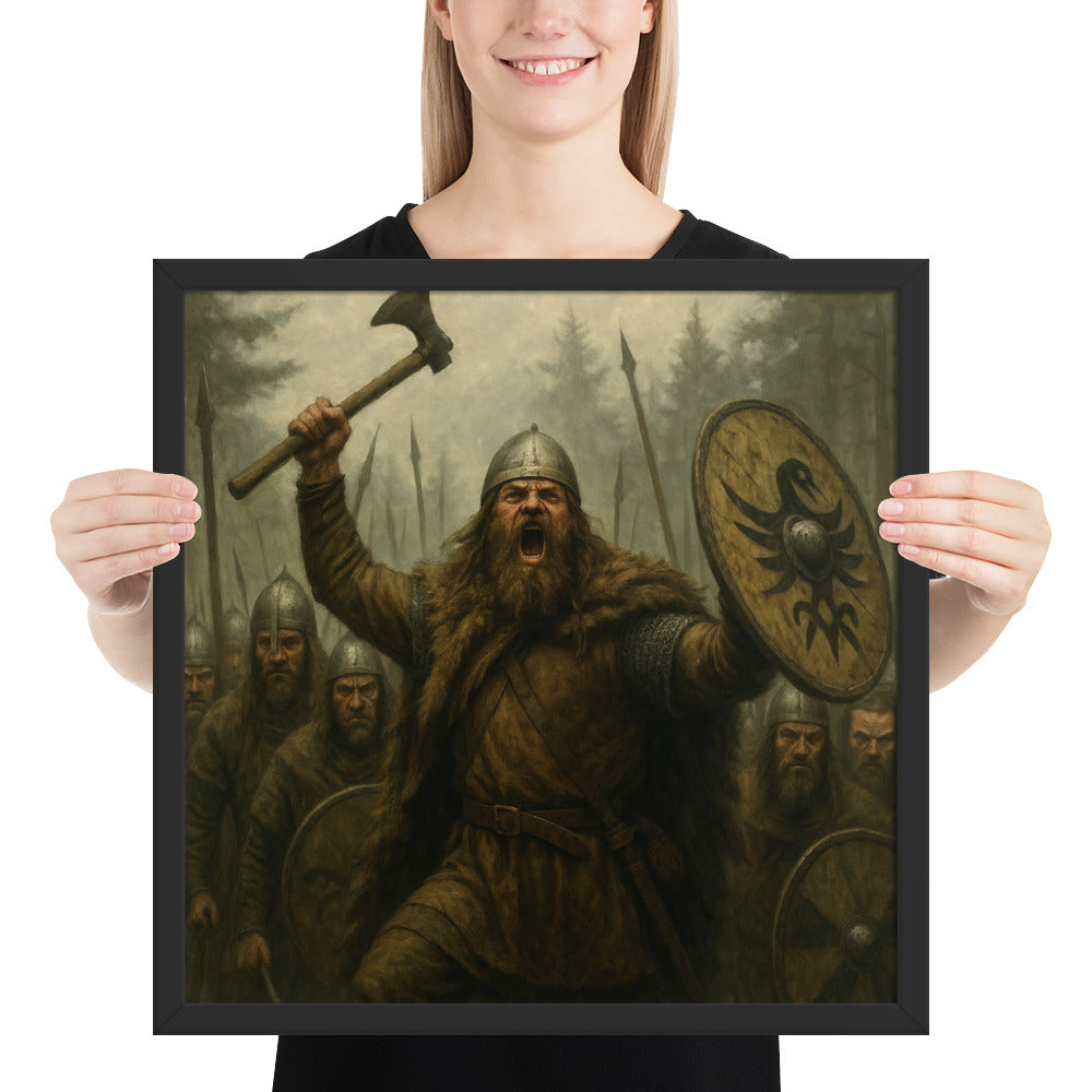 Germanic history wall decor showing Ariovist rallying tribal warriors against Rome