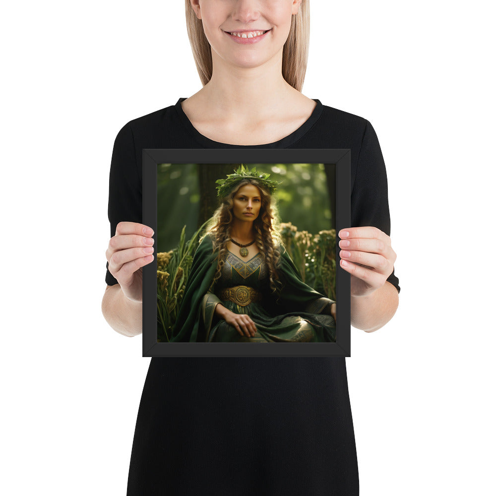 Framed nature goddess artwork inspired by Nerthus and sacred earth traditions
