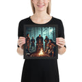 Norse mythology rune art print with warriors invoking elder symbols