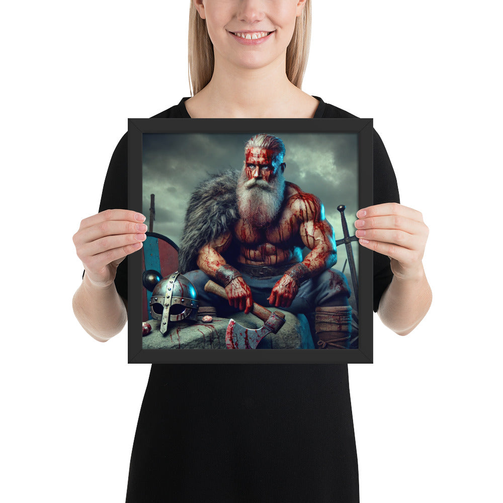 Norse warrior wall art featuring a blood-stained berserker in silence