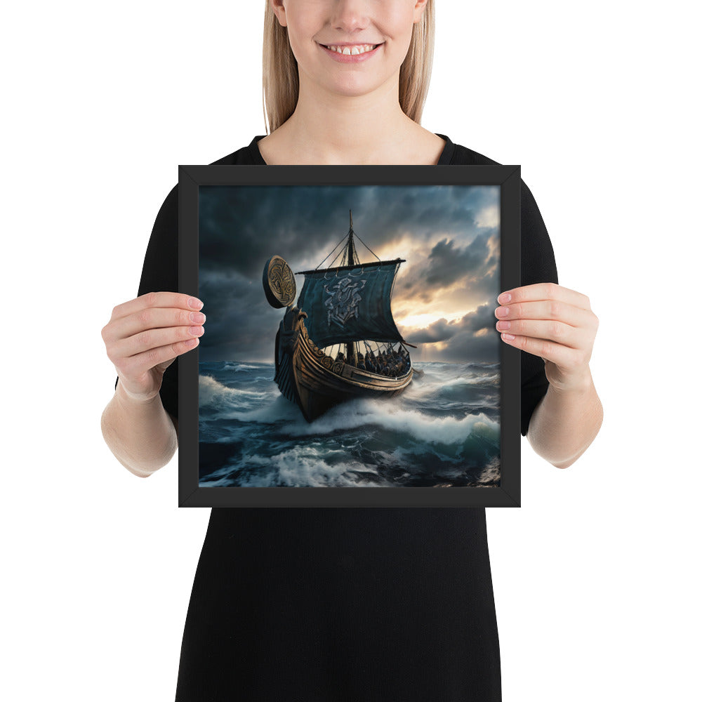 Viking ship battle wall decor inspired by Norse seafaring combat