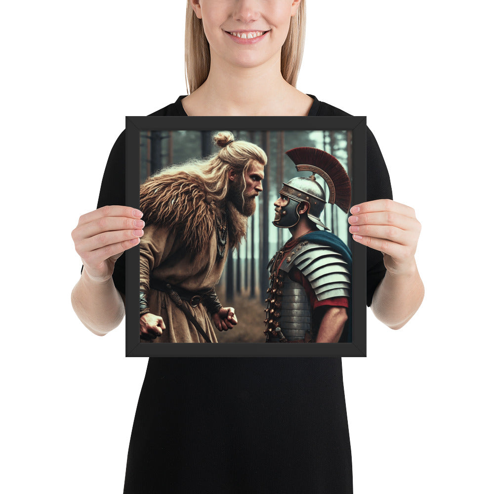 Germanic vs Roman framed wall decor inspired by ancient European warfare