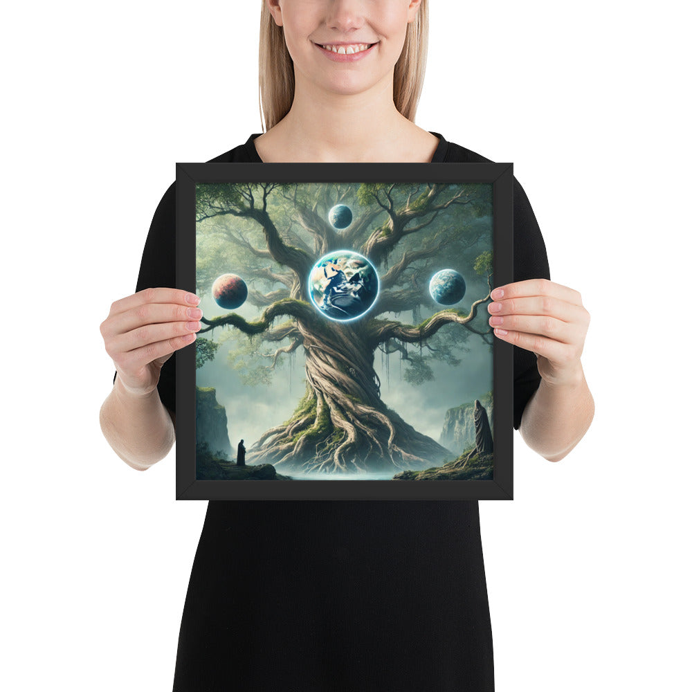 Mythic Scandinavian wall art portraying the world tree Yggdrasil