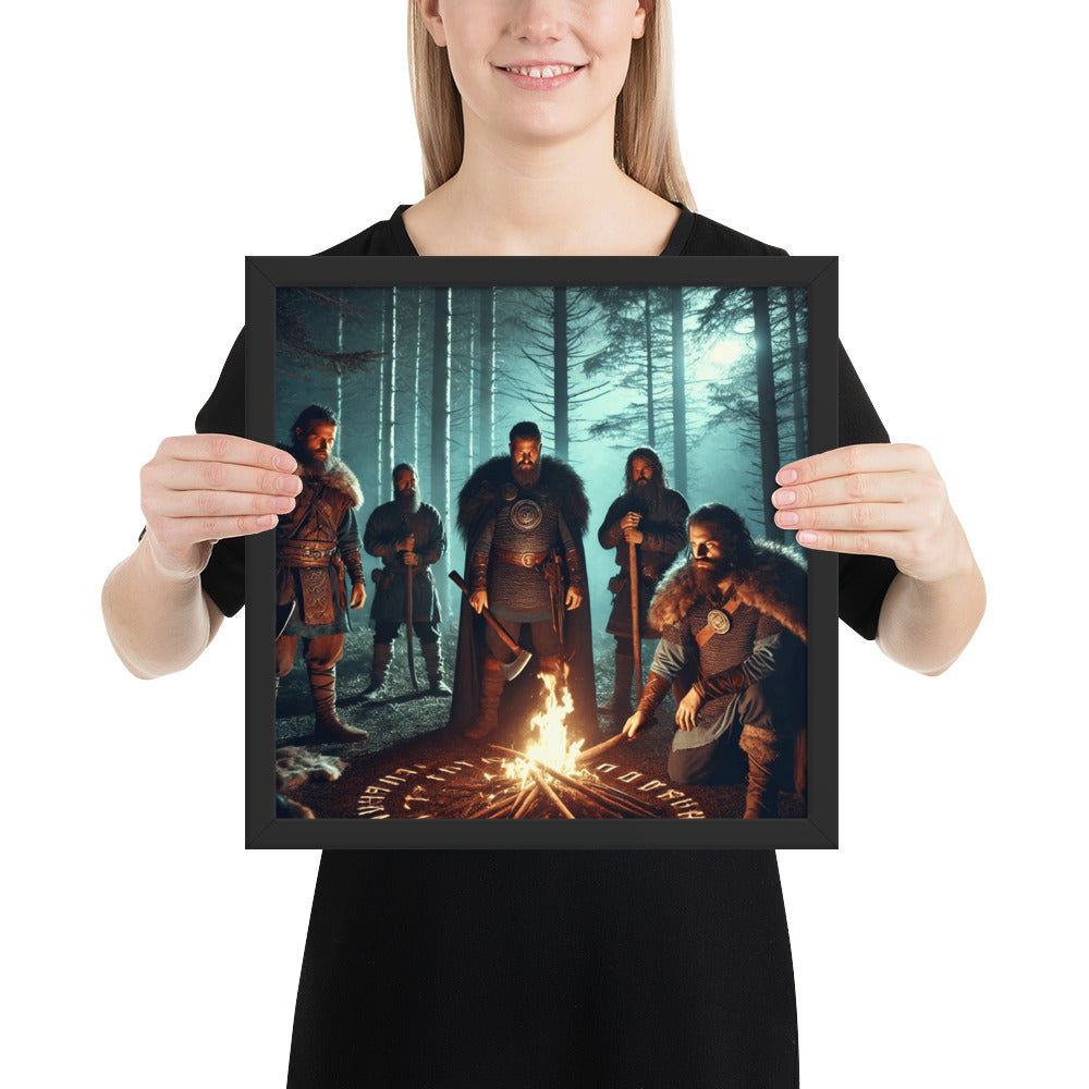 Norse rune ritual framed wall decor inspired by ancestral spiritual practices