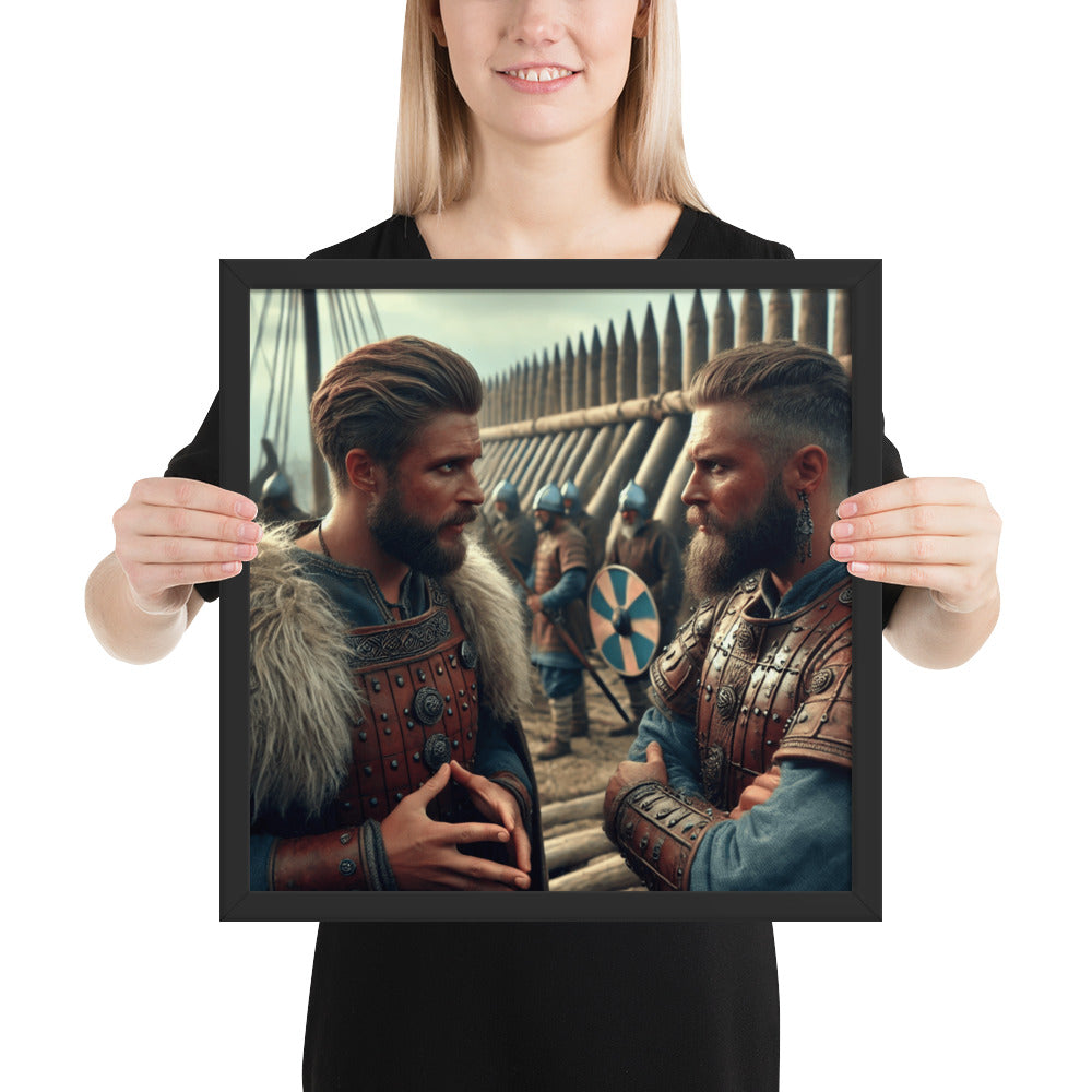 Viking chieftains framed print symbolizing leadership, unity, and strategy