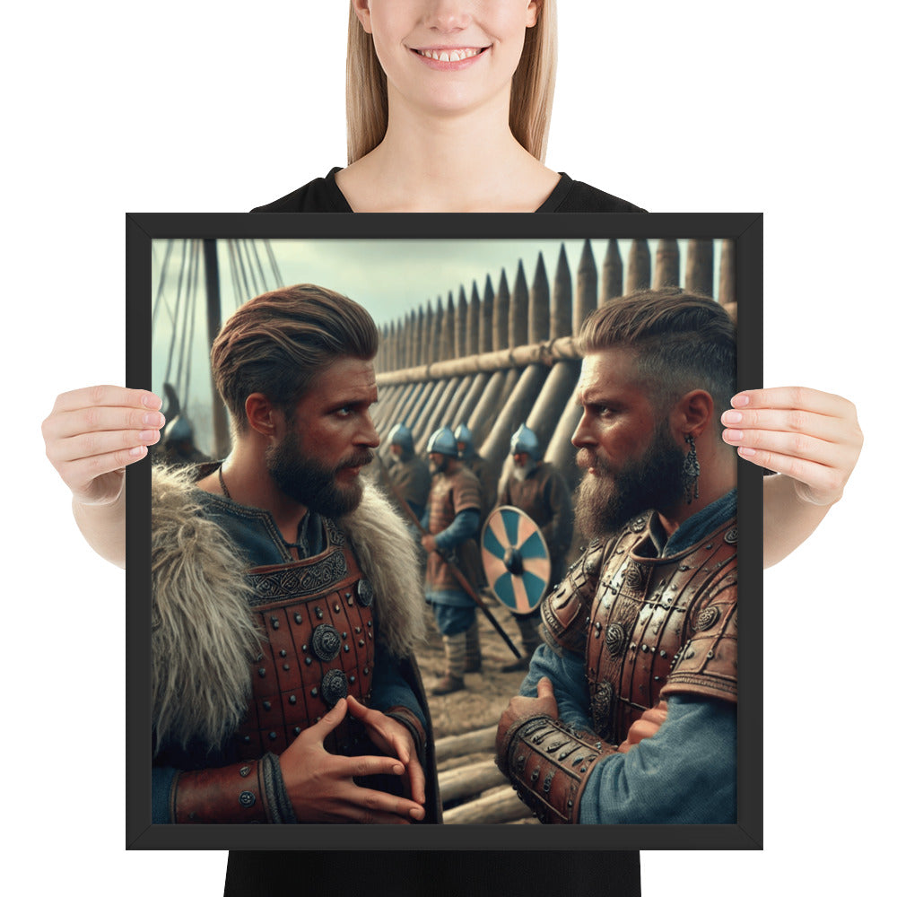 Norse leadership artwork showing Viking jarls in council before voyage